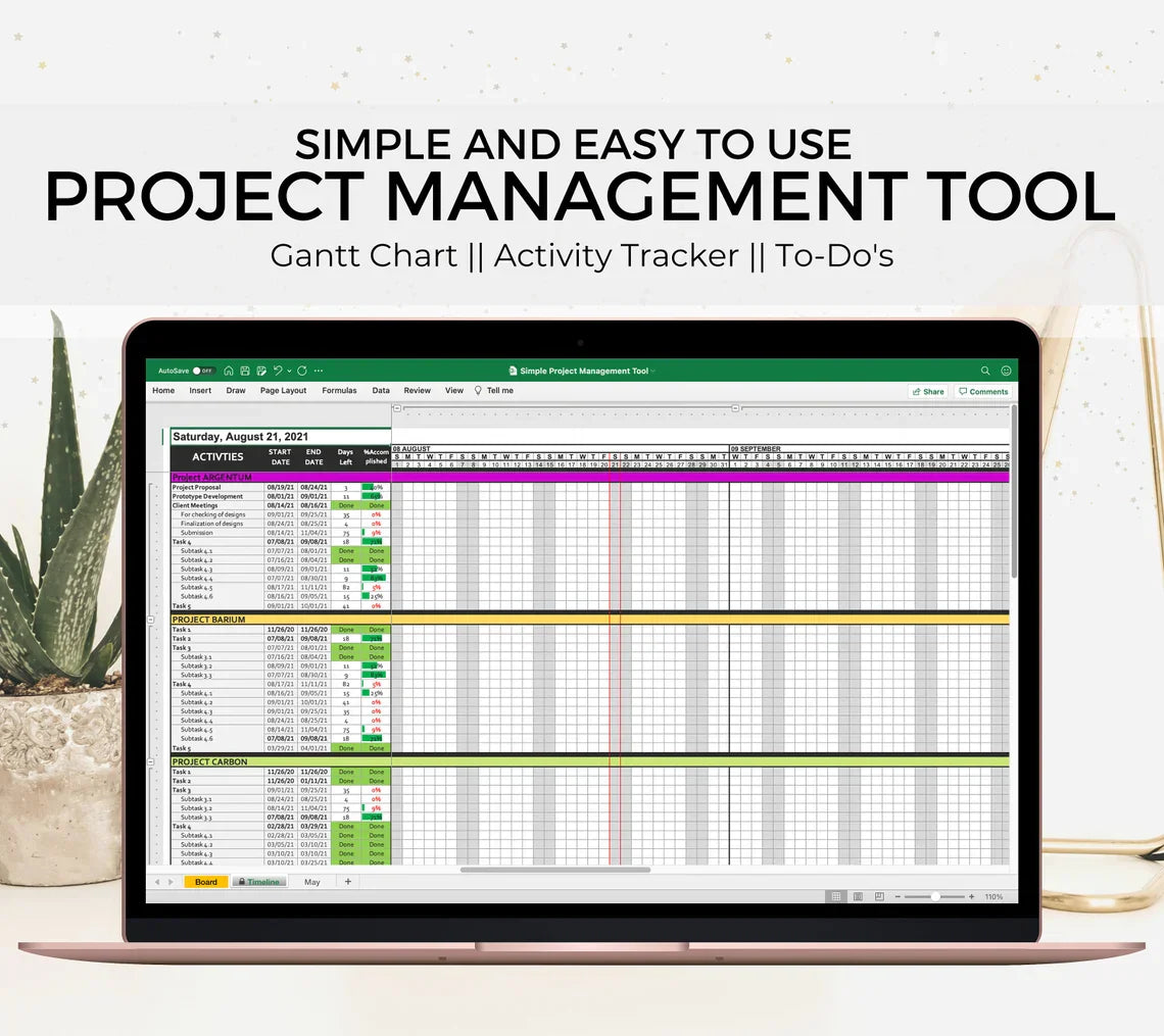 Project Management Excel Template | To-Do List, Gantt Chart, Activity Tracker